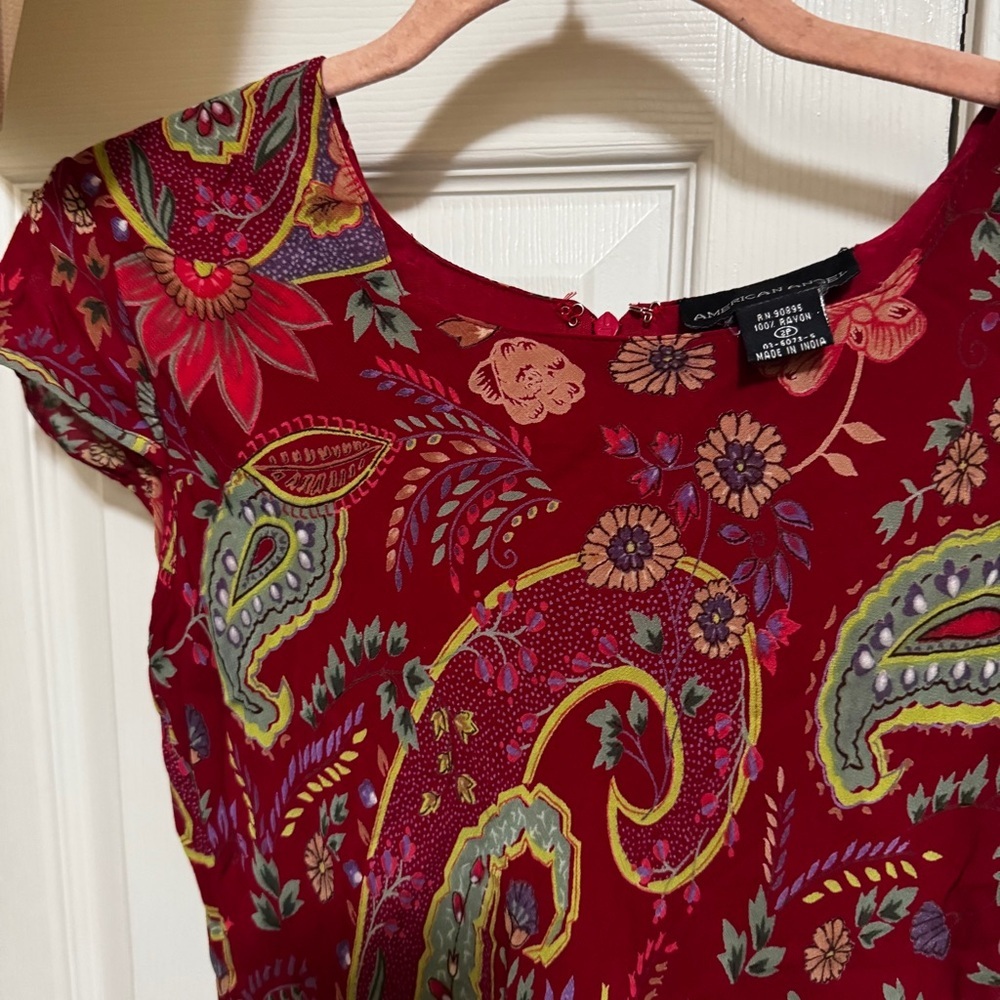 Vintage Elegant Paisley Red Dress - Picture 4 of 8